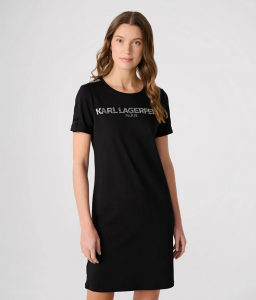 KARL LAGERFELD Women's Rhinestone Logo Tee Dress  | XS, S, M