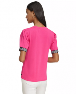 KARL LAGERFELD Women's Round-Neck Short-Sleeve Logo Top