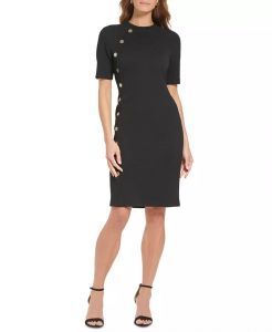 Tommy Hilfiger Women's Button-Trim Sheath Dress  | M, L, XL