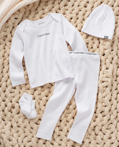 Calvin Klein Organic Baby Essentials 4 Piece Essentials Set   | 0 - 3 m, 3 - 6 m, 6 - 9 m, 12 m, 18 m, 24