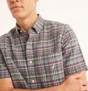 NAUTICA Plaid Linen Short-Sleeve Shirt