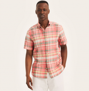 NAUTICA Plaid Linen Short-Sleeve Shirt