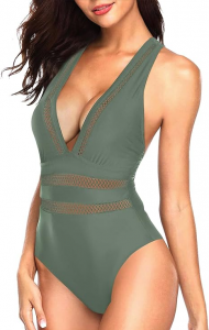 Women One Piece Swimsuit Sexy Plunge V Neck Tempt Me