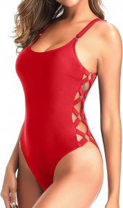 Women One Piece Bathing Suit Slimming Crisscross Lace Up | XS, S, M, L, XL
