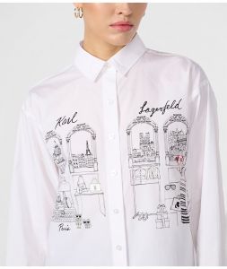 KARL LAGERFELD WHITE SHIRT WITH PARIS BOUTIQUE SCENE