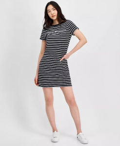 Tommy Hilfiger Striped Logo Short-Sleeve T-Shirt Dress  | XS, S, M, L, XL, XXL